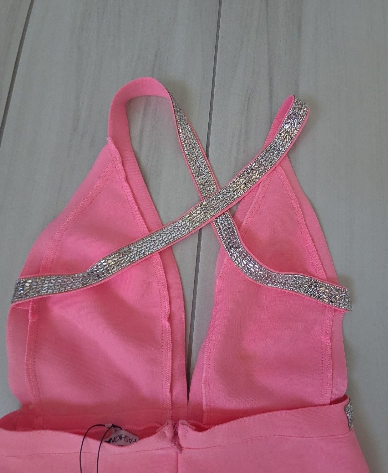 Fashion Nova Studio 54 Bandage Mini Dress Size M Pink Rhinestone 7