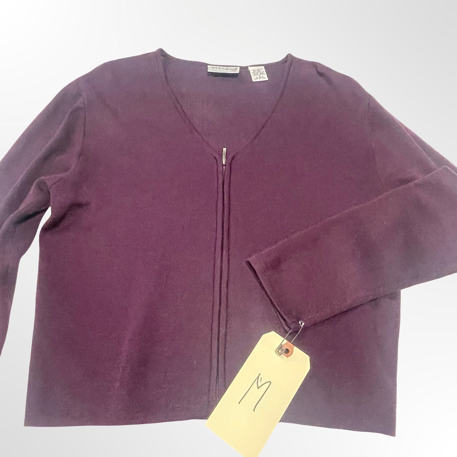 Preview Collection Full Zip Cardigan Size M Purple Acrylic Wool Sweater 6