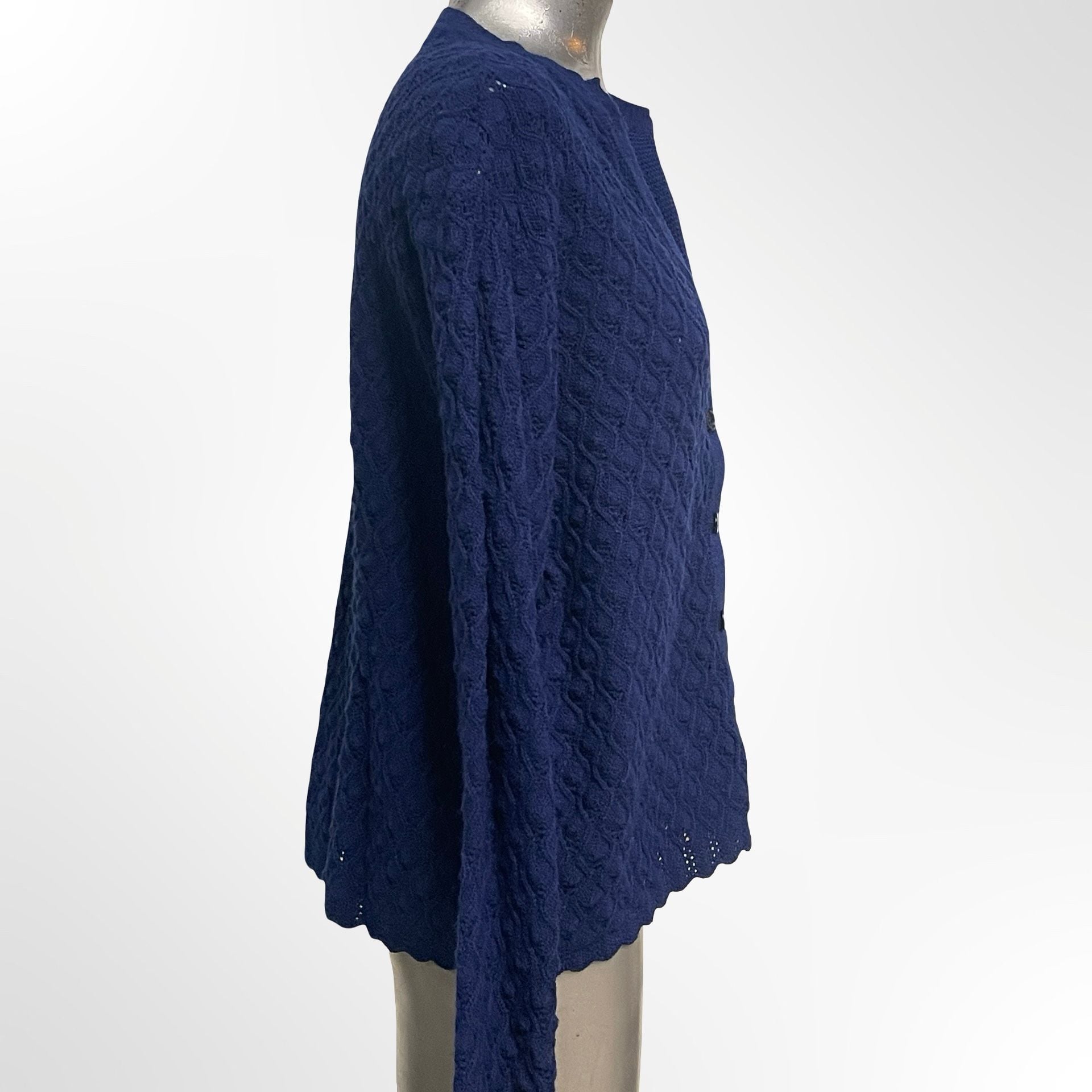 British Vogue Cardigan Sweater Navy Blue Vintage 70s Made in USA 4