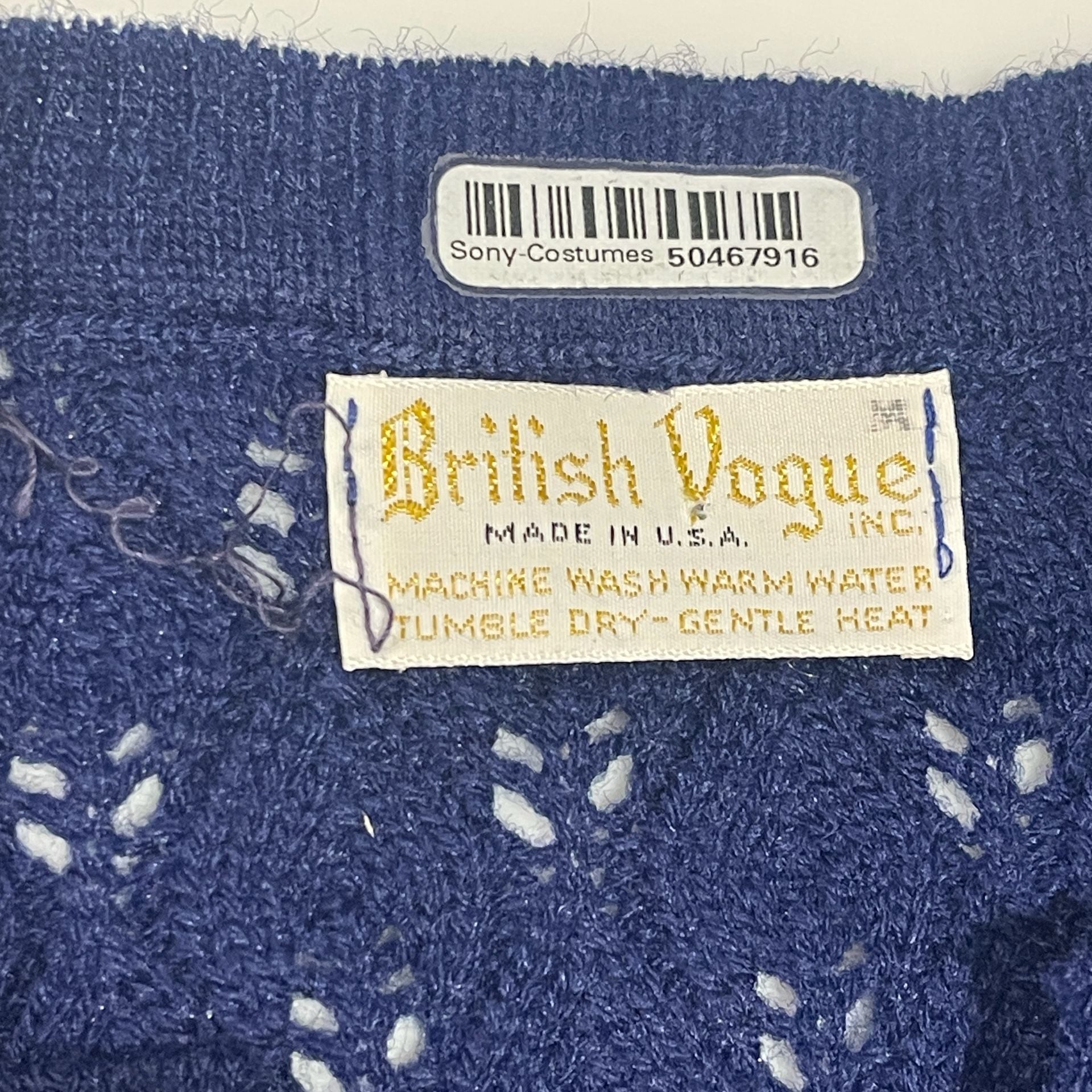 British Vogue Cardigan Sweater Navy Blue Vintage 70s Made in USA 7