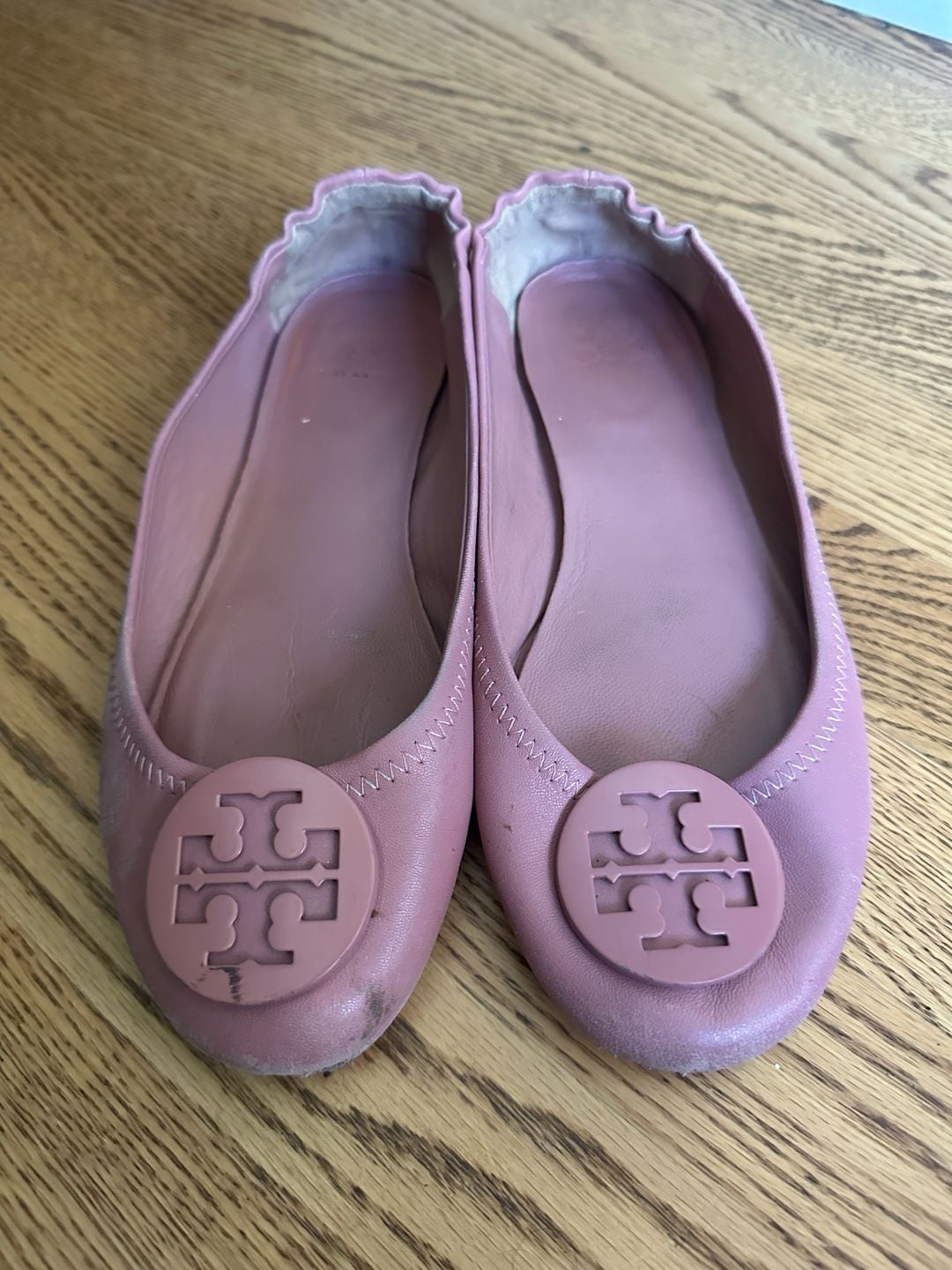 Tory Burch Minnie Travel Ballet Flats Pink Leather 2