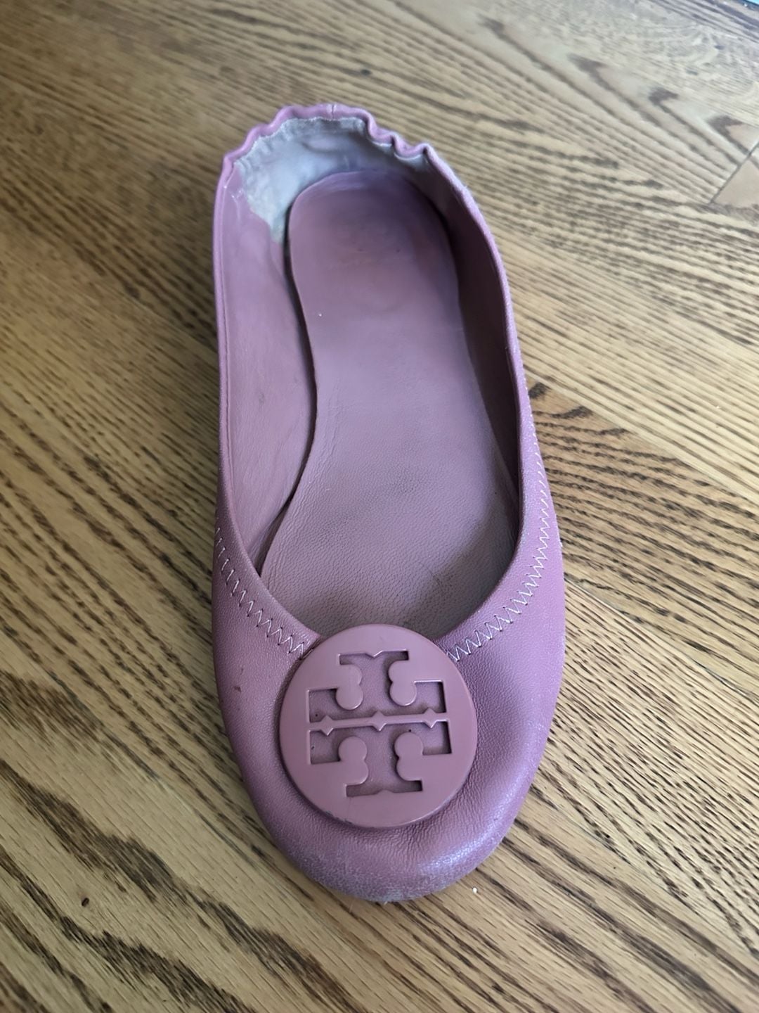 Tory Burch Minnie Travel Ballet Flats Pink Leather 3
