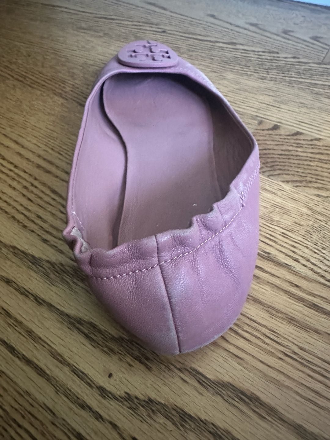 Tory Burch Minnie Travel Ballet Flats Pink Leather 6
