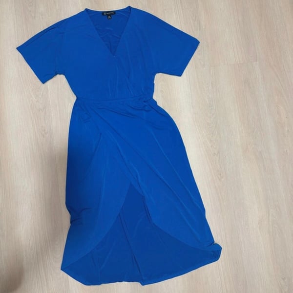 INC International Concepts Dress Size PM Blue V-Neck