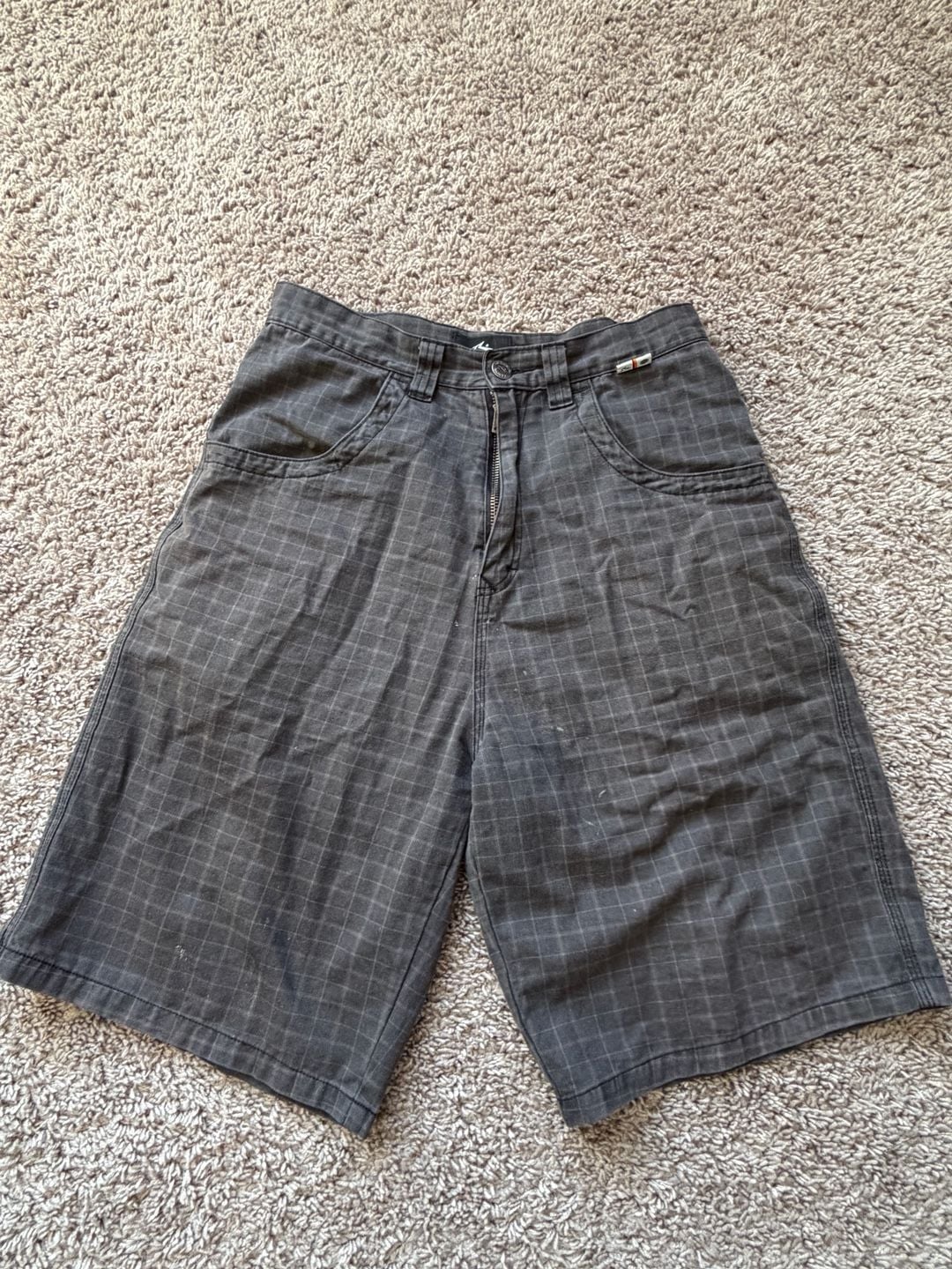 Rusty Flip Rambo Shorts Size 28 Black Plaid Denim Jorts 3