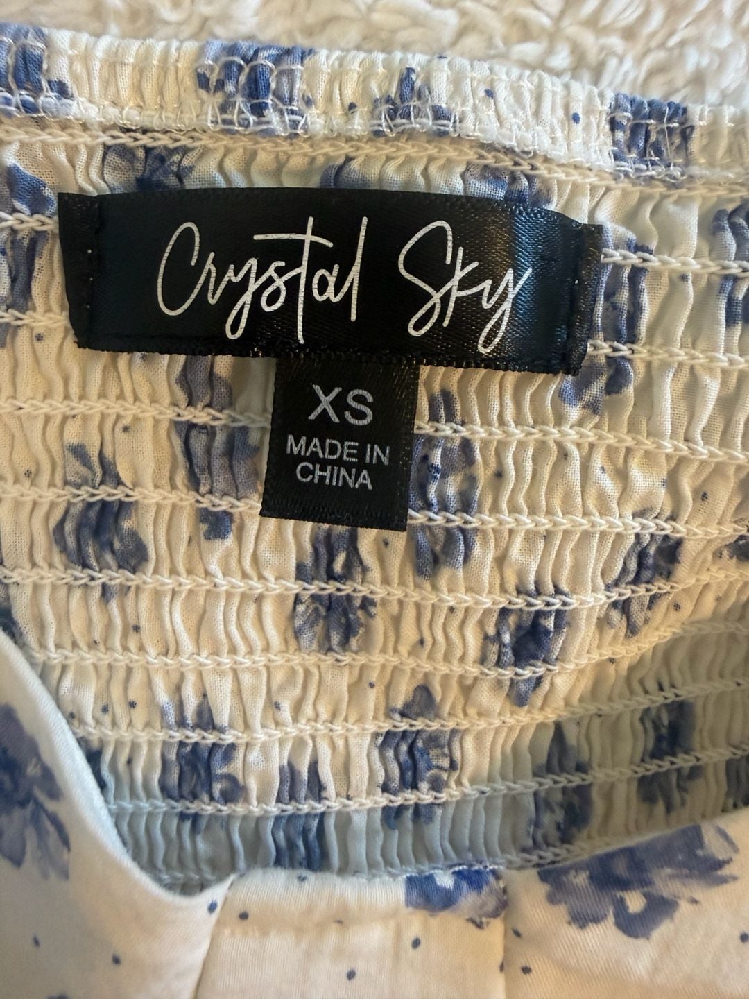 Crystal Sky Two Piece Set Size XS Blue Floral Crop Top Skirt 5