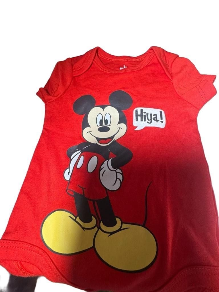 Disney Baby Mickey Mouse Bodysuit Size 6/9M Red Hiya! 1