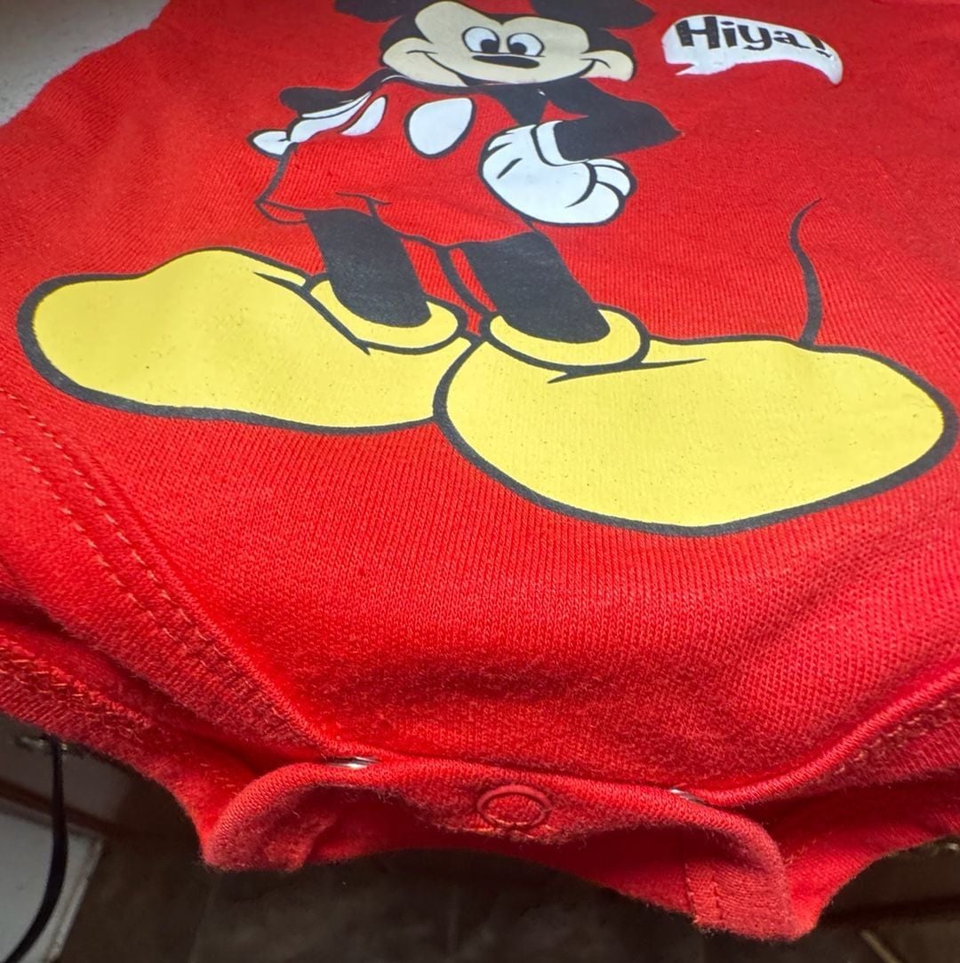 Disney Baby Mickey Mouse Bodysuit Size 6/9M Red Hiya! 2