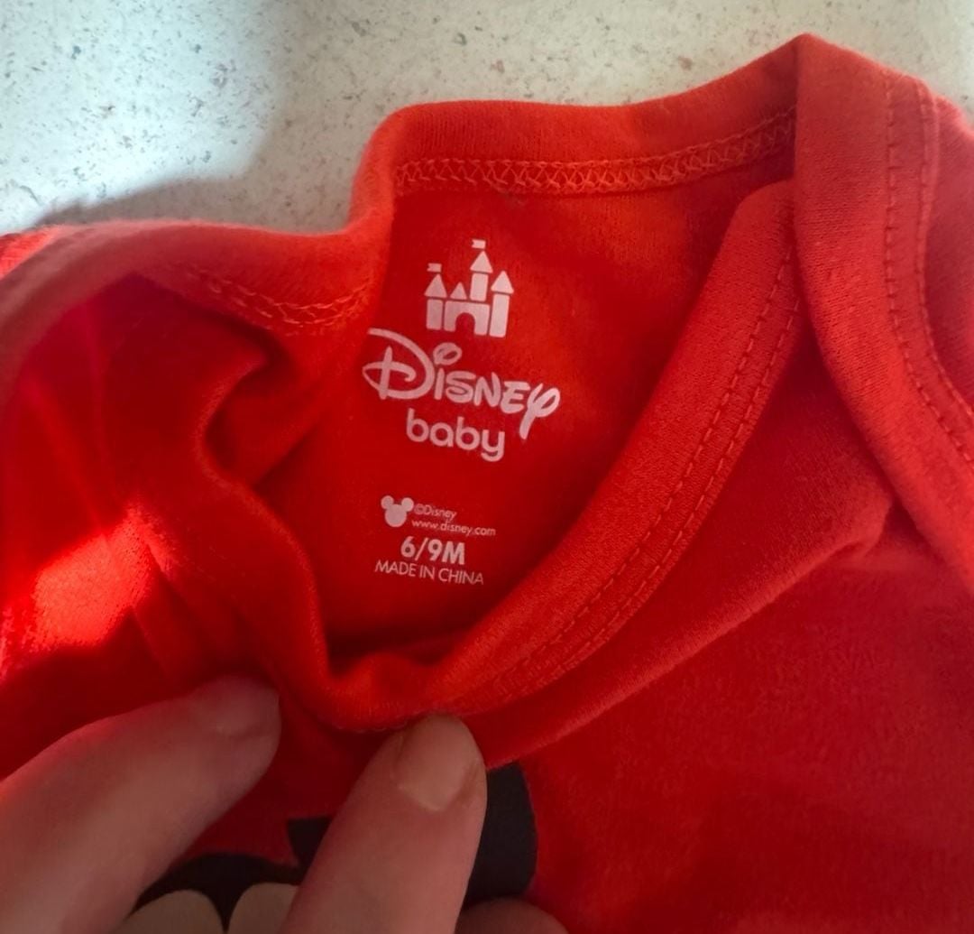 Disney Baby Mickey Mouse Bodysuit Size 6/9M Red Hiya! 3