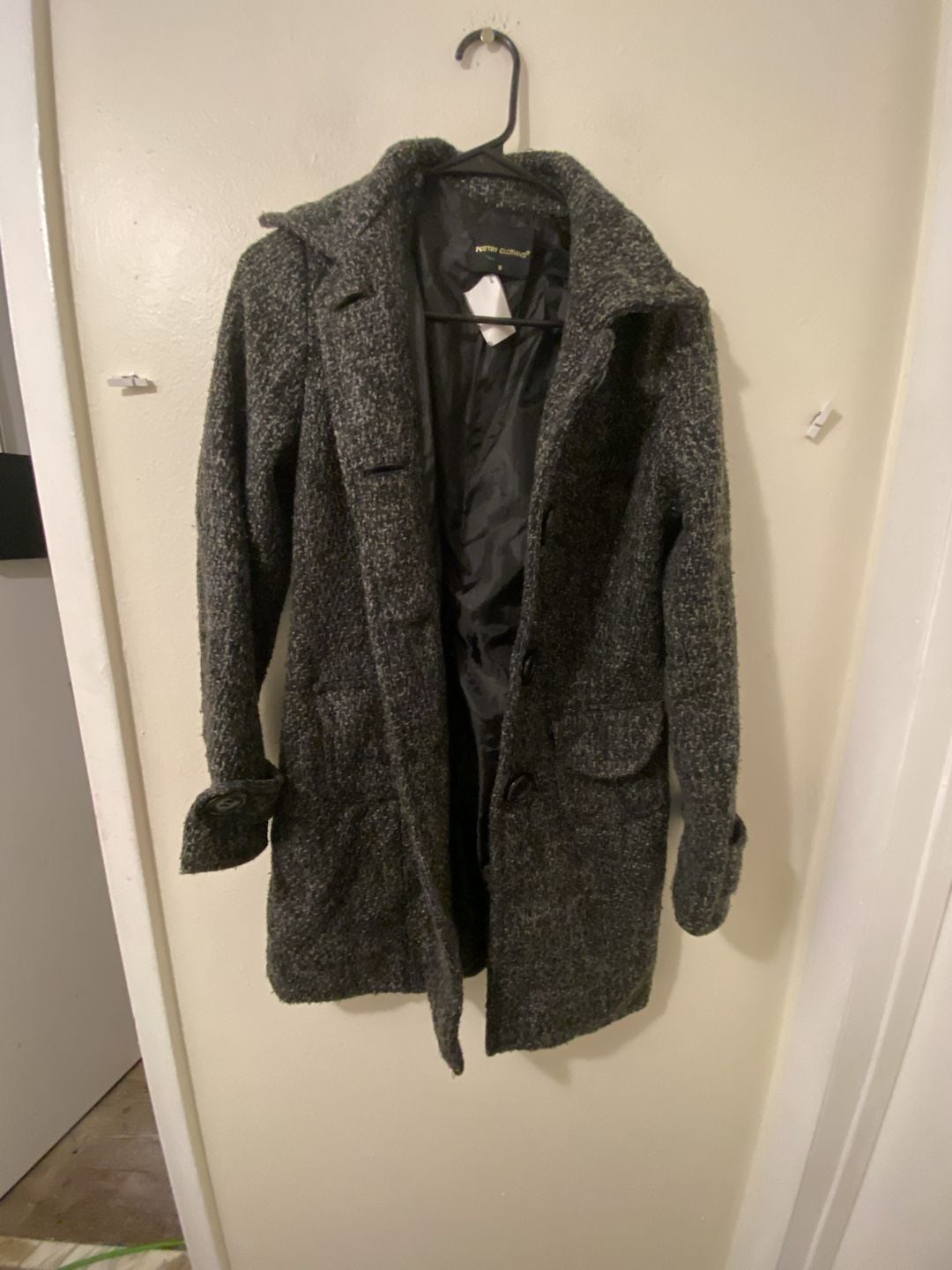 Poetry Clothing Wool Blend Tweed Coat Size S Gray 2