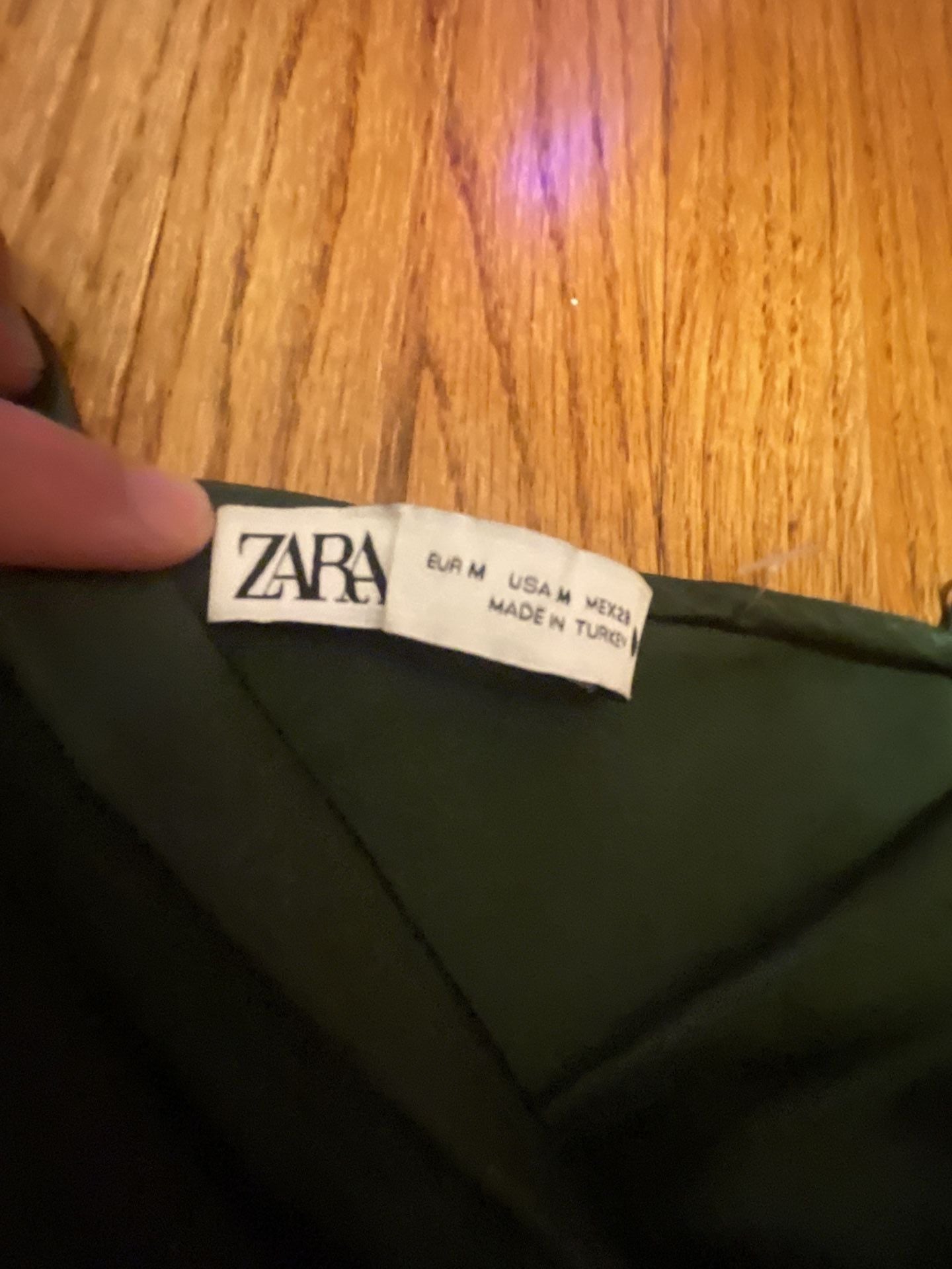 Zara Slip Dress Size M Green Satin Midi 3