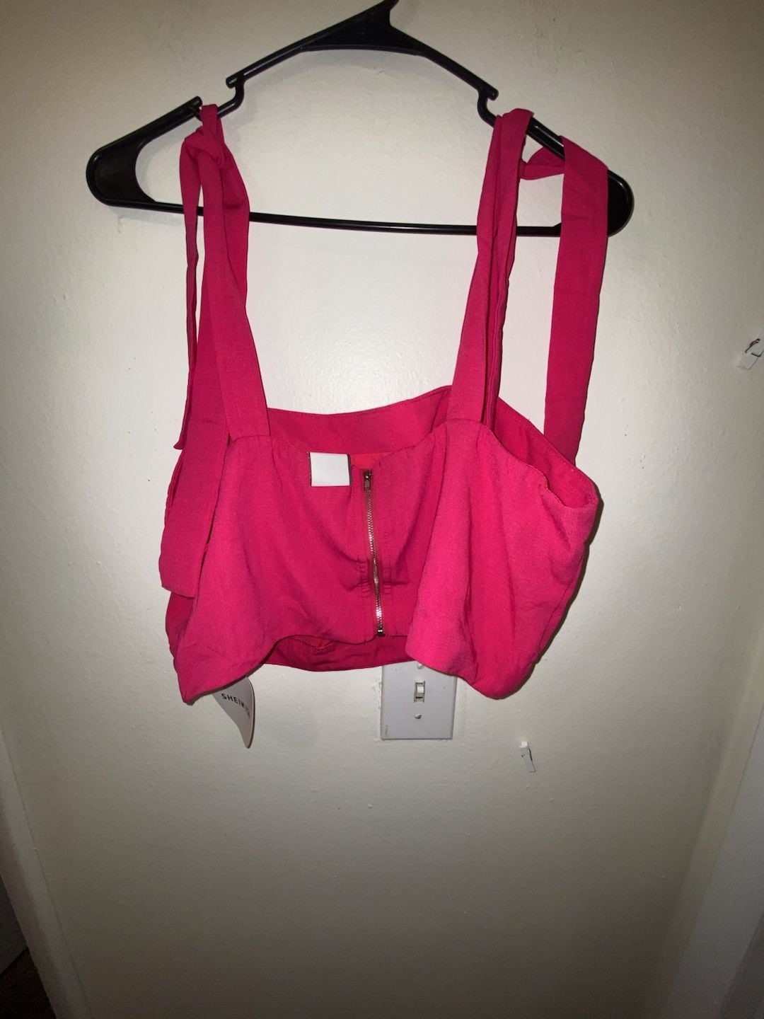 Shein Crop Top Size XL Pink Zip Back 3