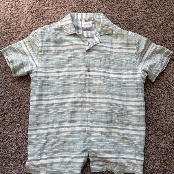 Goodfellow & Co Short Sleeve Camp Shirt Size M Green White Striped