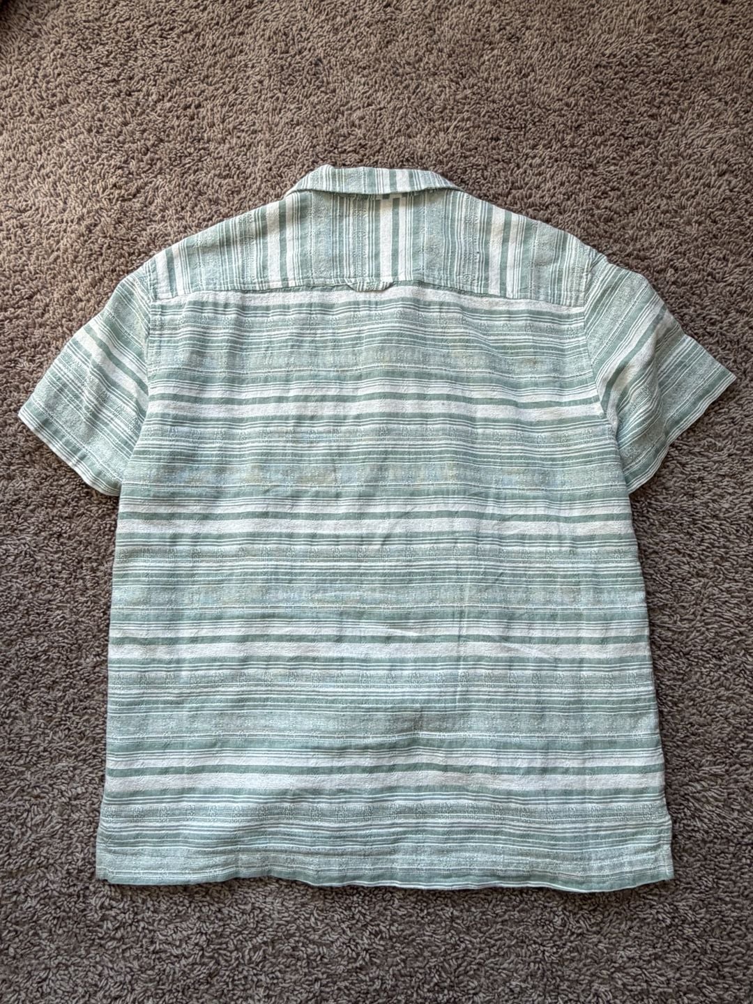 Goodfellow & Co Short Sleeve Camp Shirt Size M Green White Striped 3
