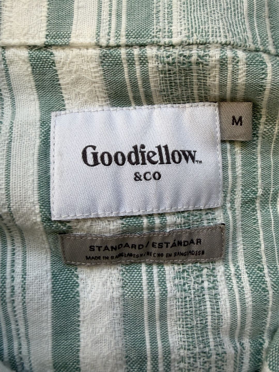 Goodfellow & Co Short Sleeve Camp Shirt Size M Green White Striped 4