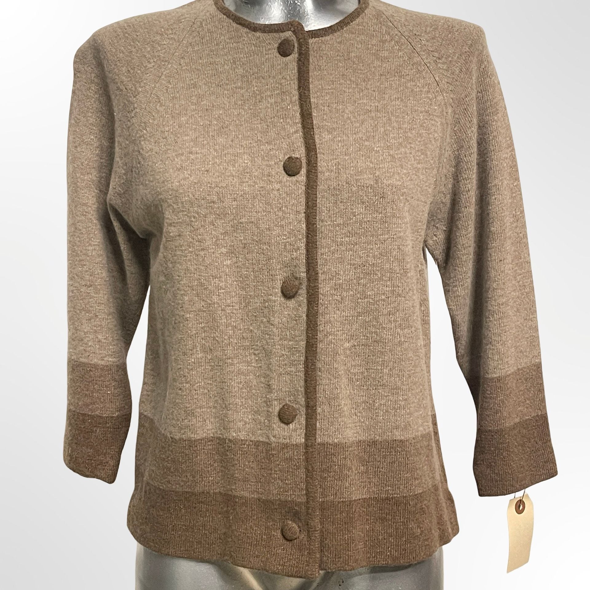 Cadillac Cardigan Sweater Size 12 Brown Virgin Wool 4