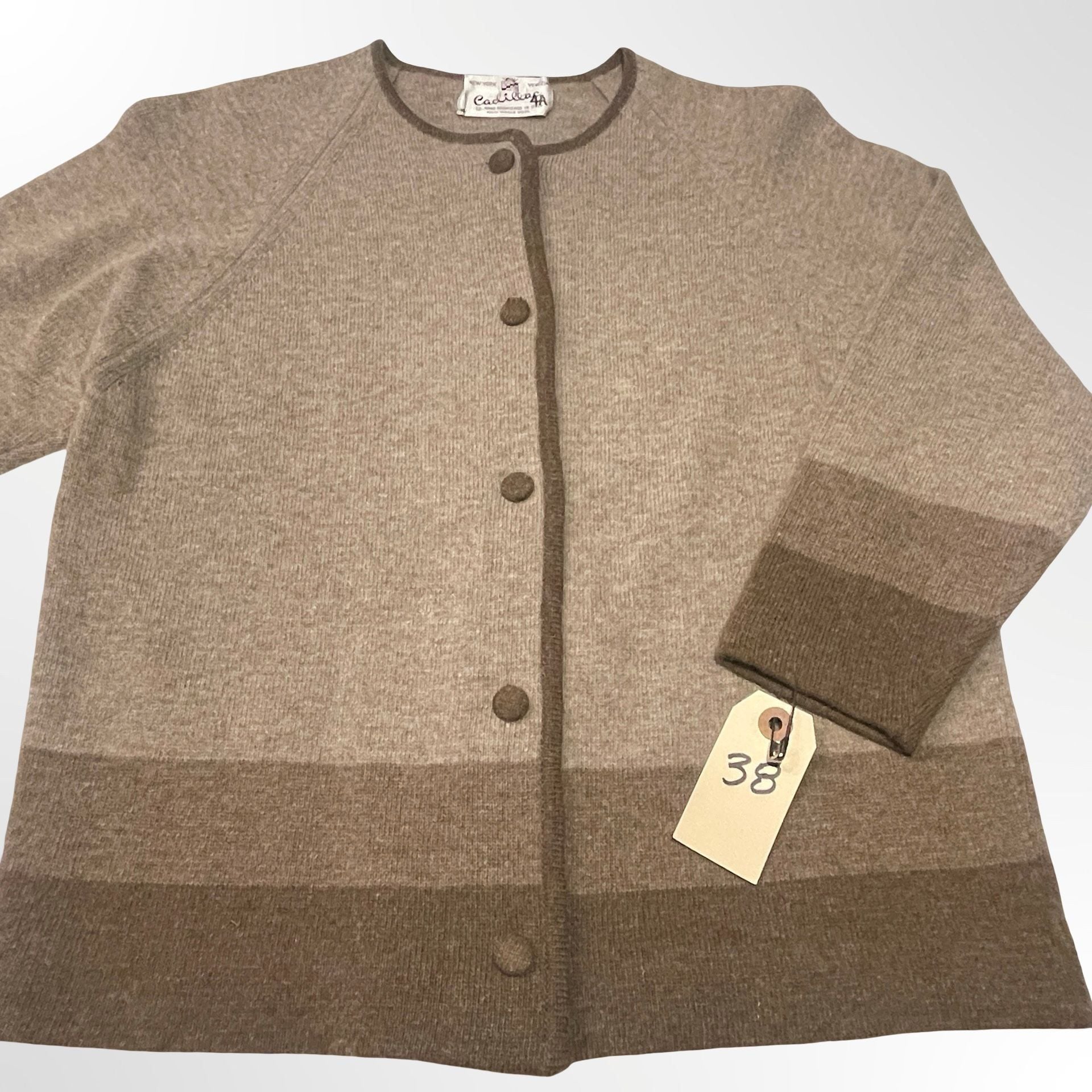 Cadillac Cardigan Sweater Size 12 Brown Virgin Wool 6