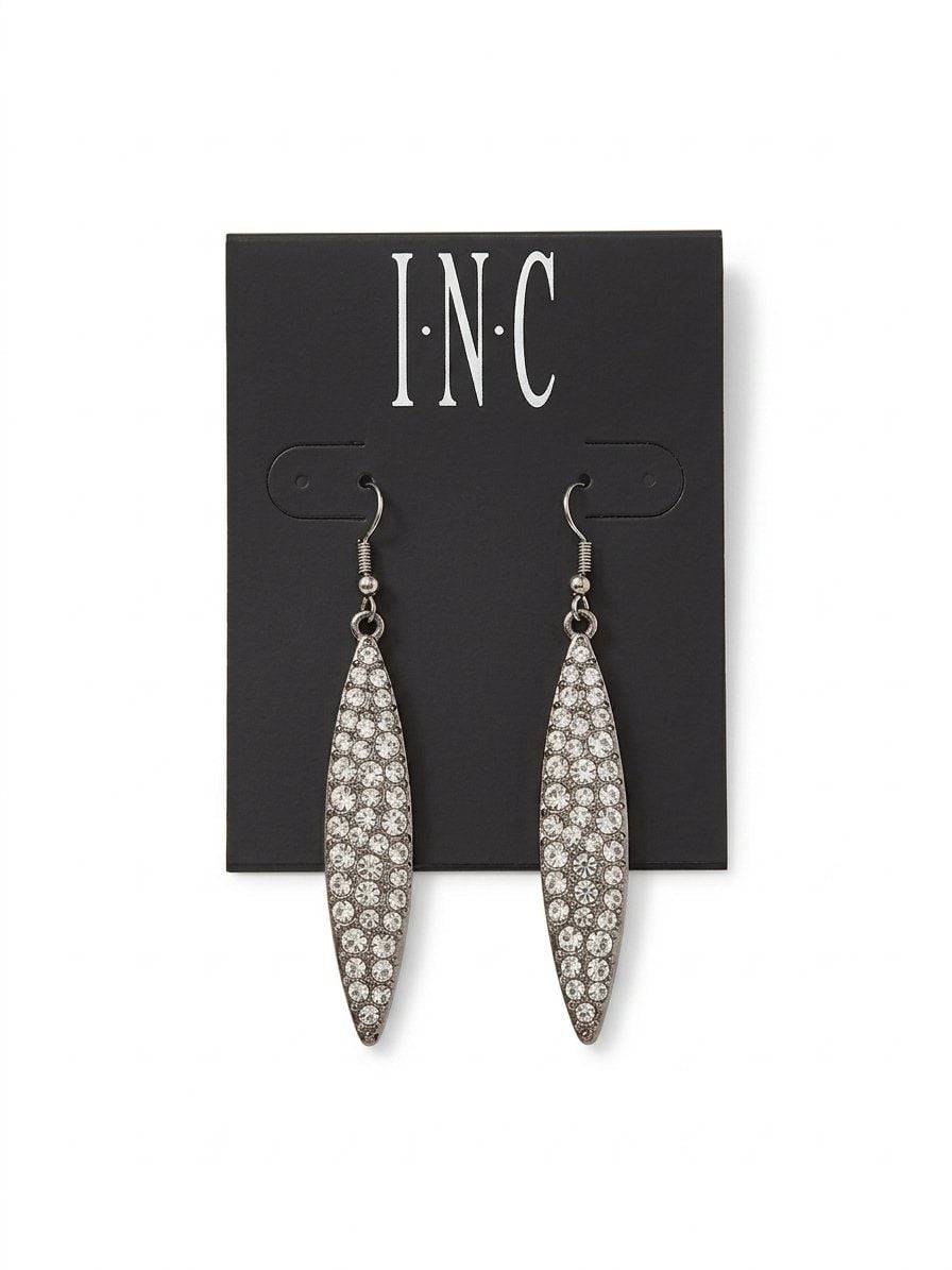 INC International Concepts Pave Rhinestone Drop Earrings Silver Tone 2