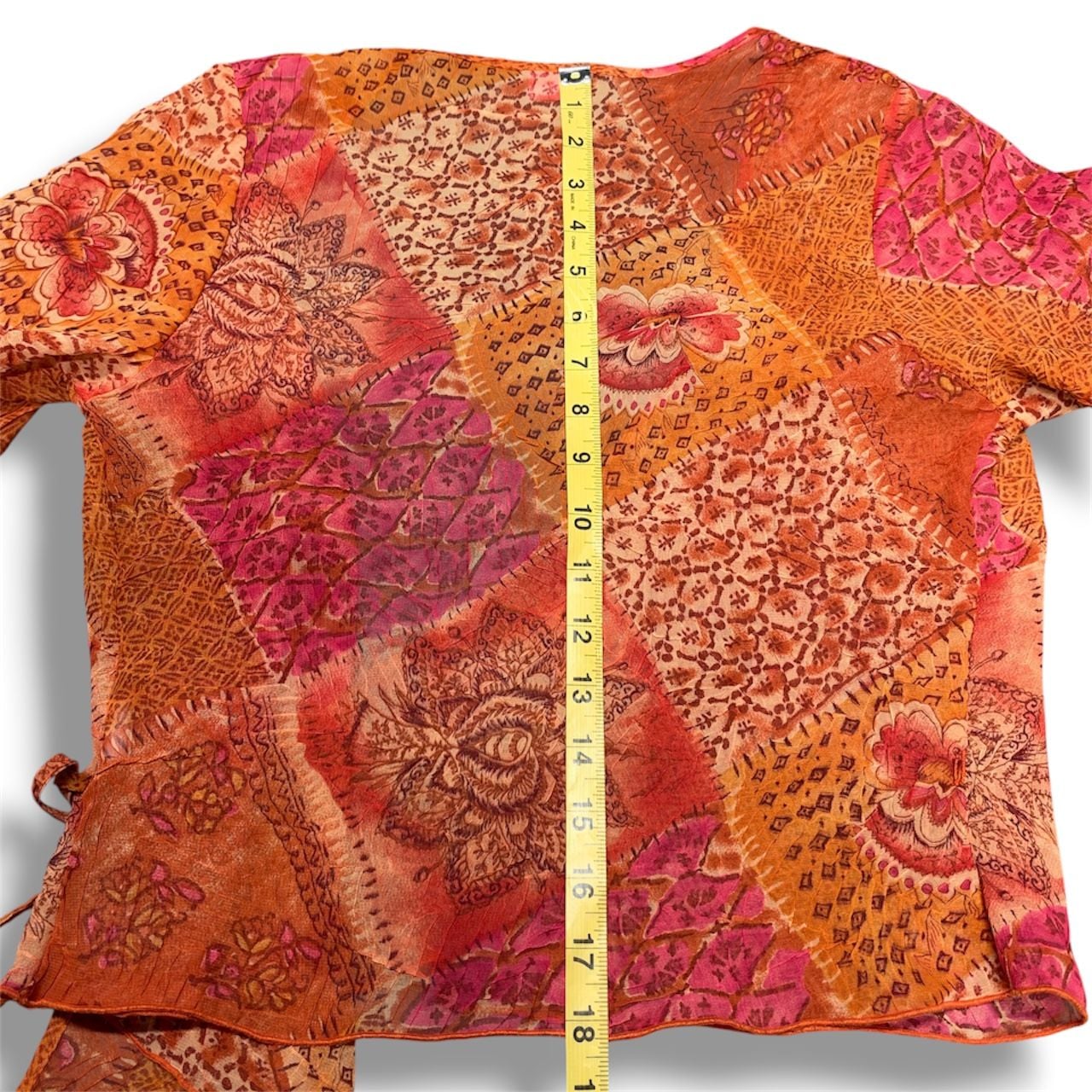 Vintage Y2K Burnt Orange Mesh Bell Sleeve Blouse - , 7