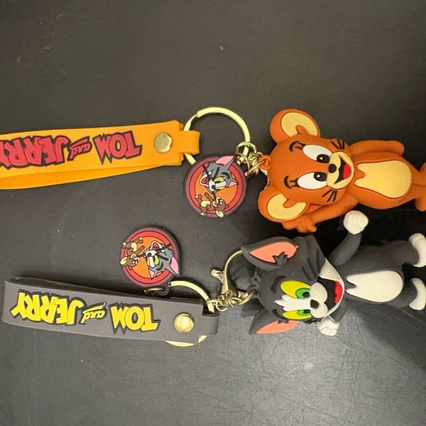 Tom and Jerry 3D Keychain Set of 2 Tom Cat & Jerry Mouse Bag Charms