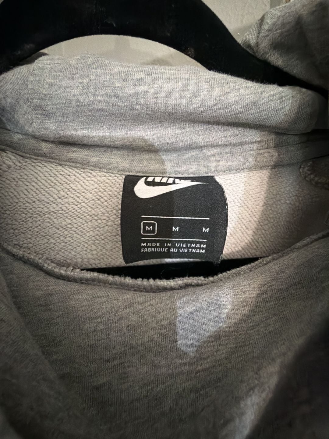 Nike Funnel Neck Hoodie Size M Gray Fleece Sweatshirt 3