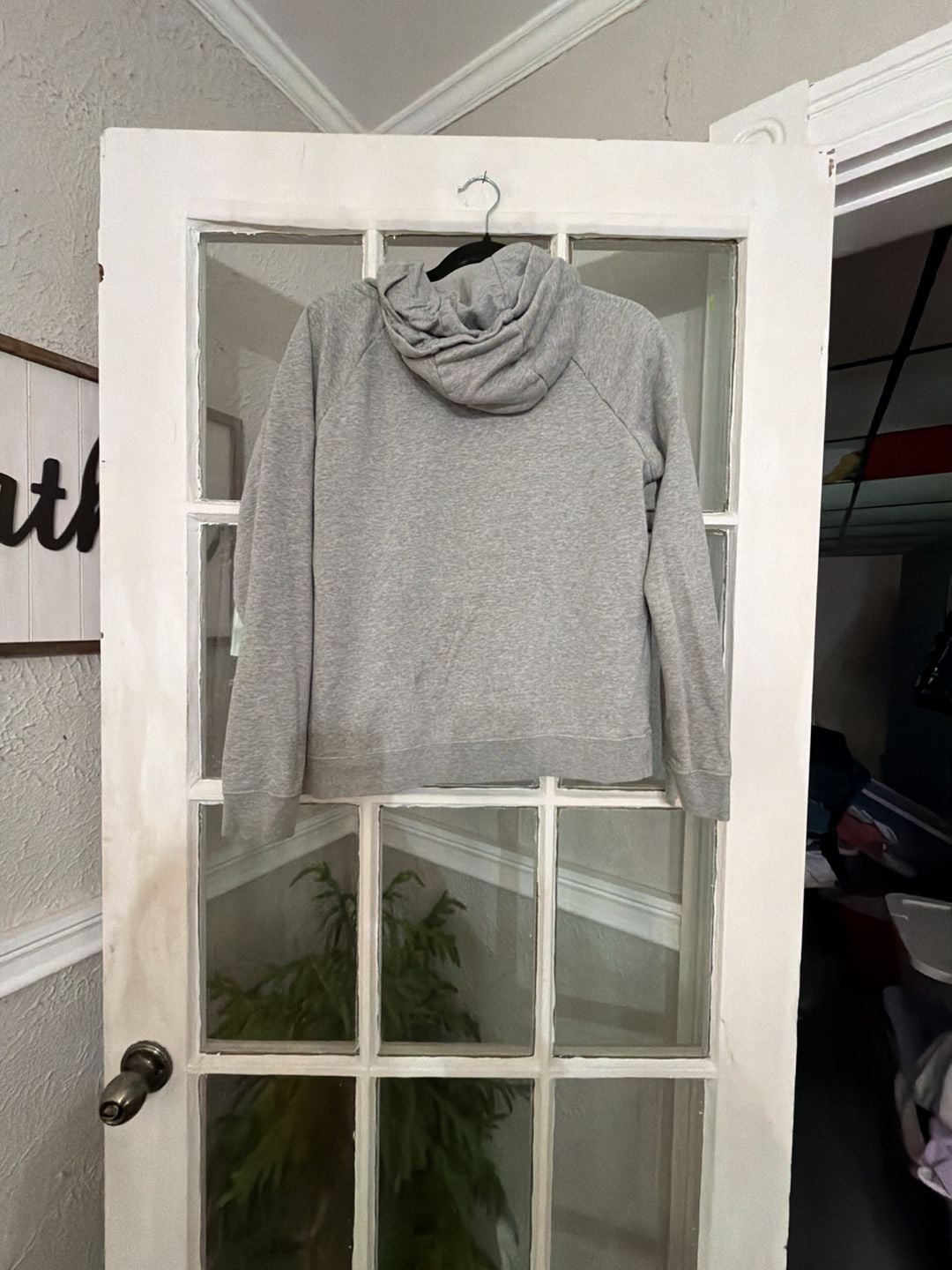 Nike Funnel Neck Hoodie Size M Gray Fleece Sweatshirt 4