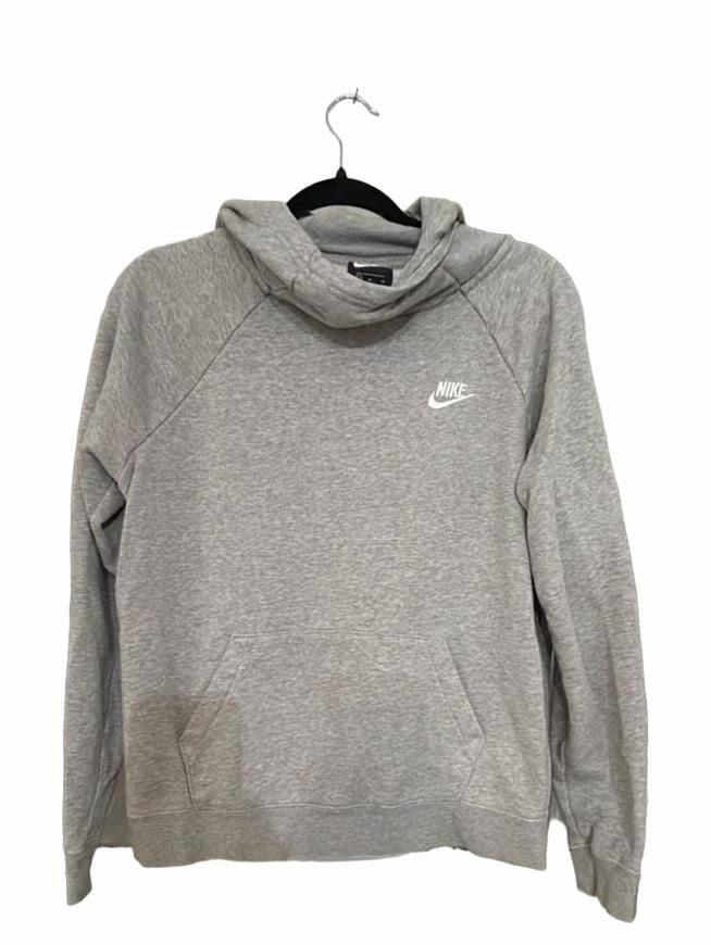 Nike Funnel Neck Hoodie Size M Gray Fleece Sweatshirt 2