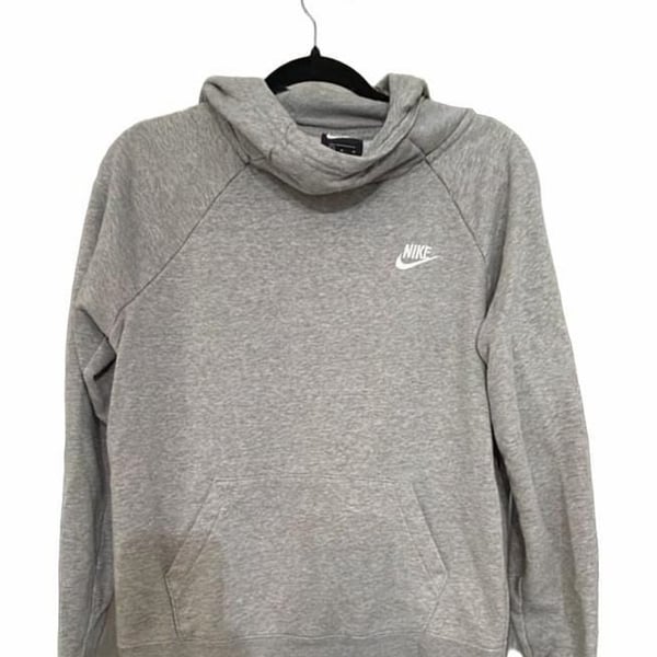 Nike Funnel Neck Hoodie Size M Gray Fleece Sweatshirt