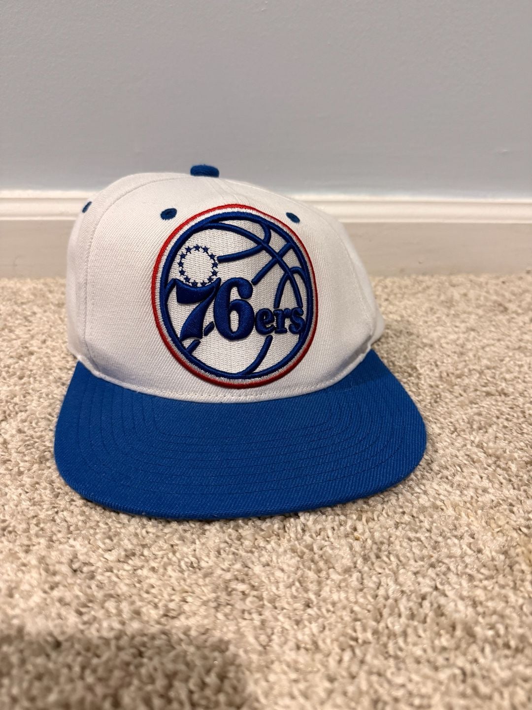 Mitchell & Ness Philadelphia 76ers Snapback Hat White Royal Blue 2