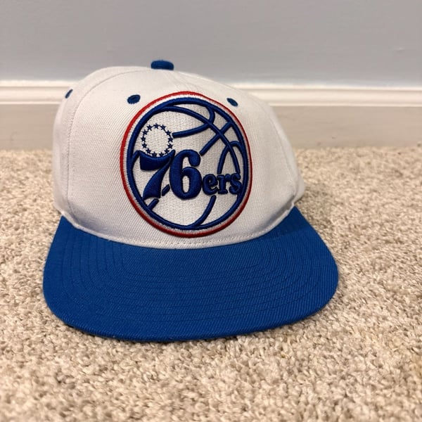 Mitchell & Ness Philadelphia 76ers Snapback Hat White Royal Blue