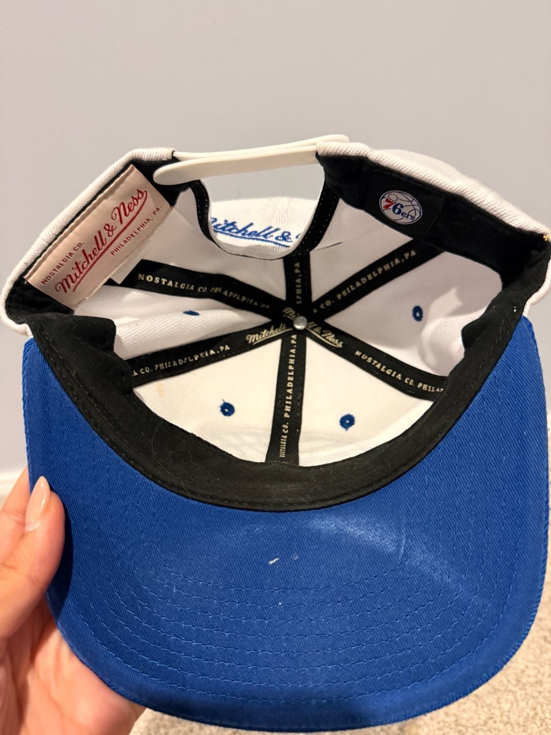Mitchell & Ness Philadelphia 76ers Snapback Hat White Royal Blue 4
