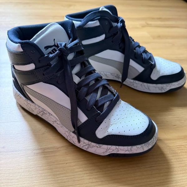 Puma Rebound Layup Size 6C Blue White High Top Sneakers