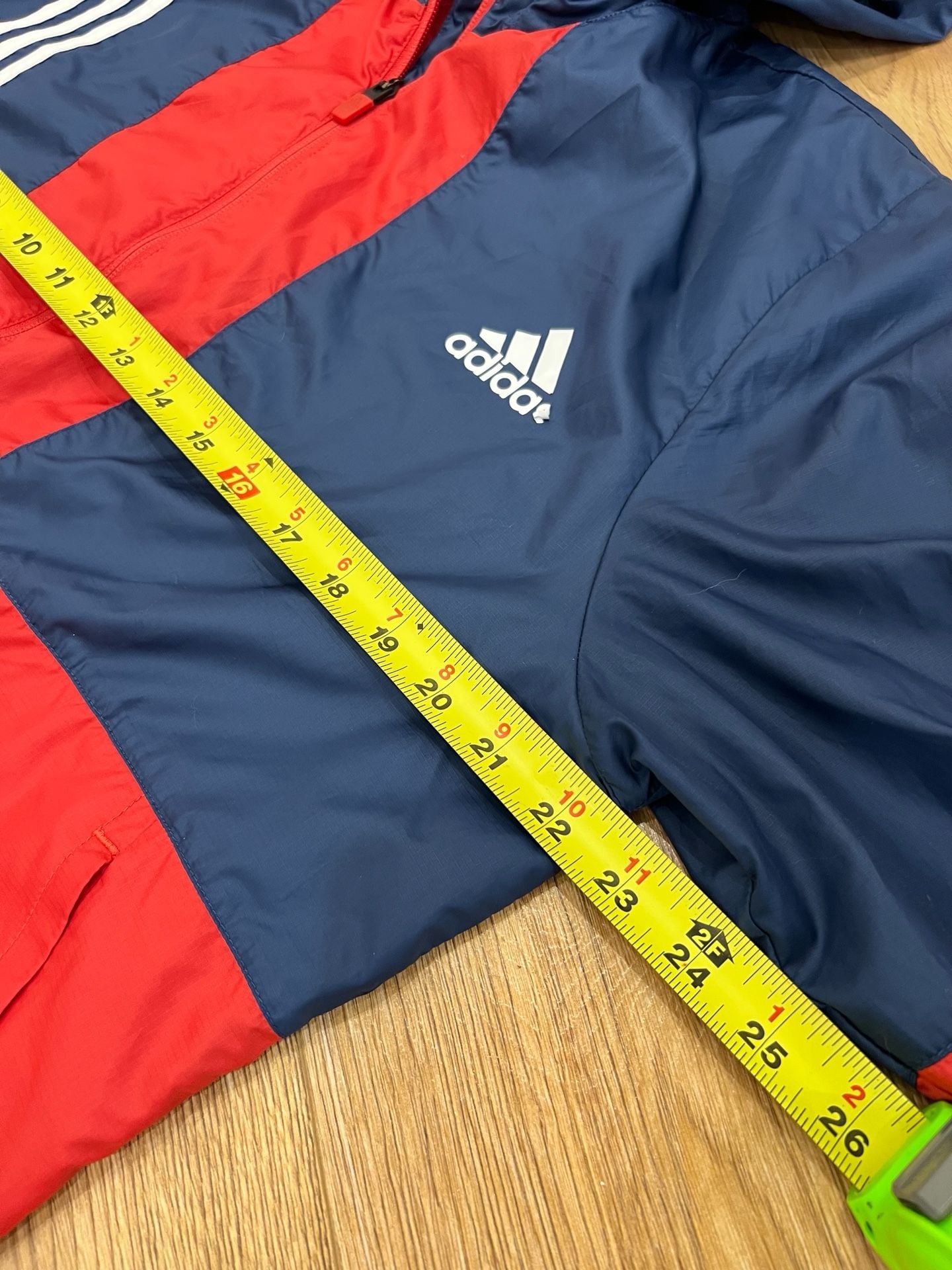 Adidas Windbreaker Jacket Men’s L Red Navy Blue Full Zip Hooded 3