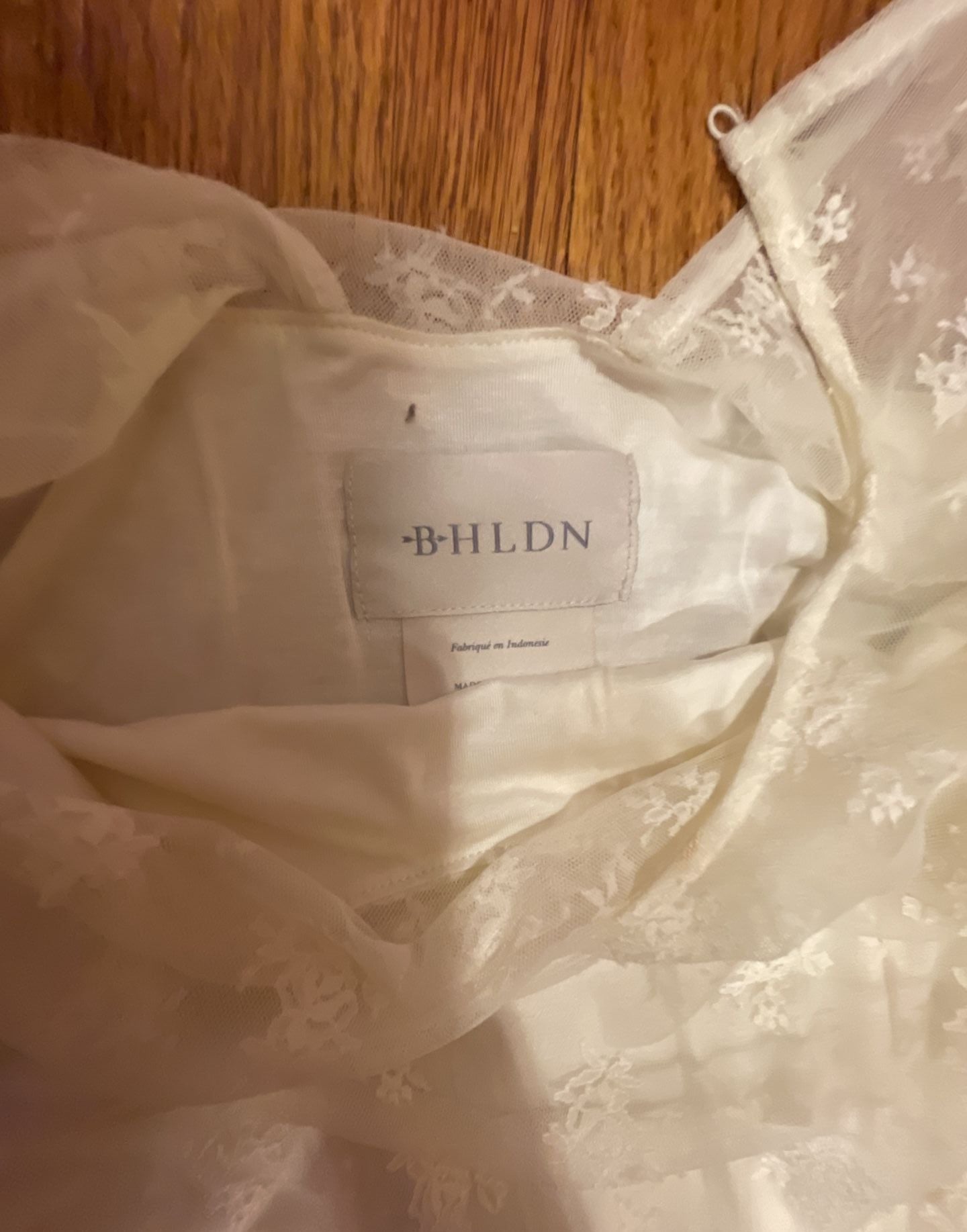 BHLDN Bailee Stretch Lace Ruched Dress White Long Sleeve 5