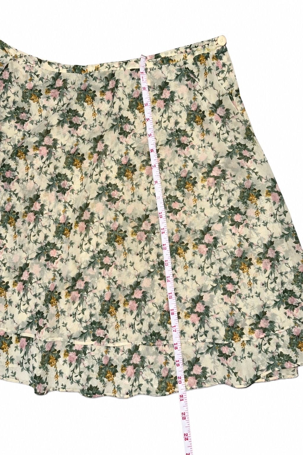 Vintage Express Floral Mini Skirt Size L Ruffle Tiered 6