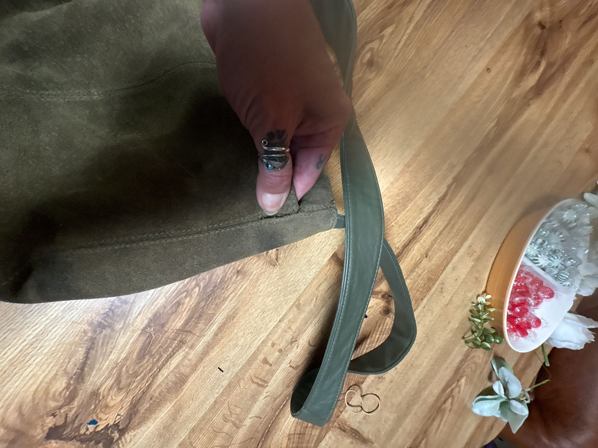 Giani Bernini Olive Green Suede Crossbody Bag 8