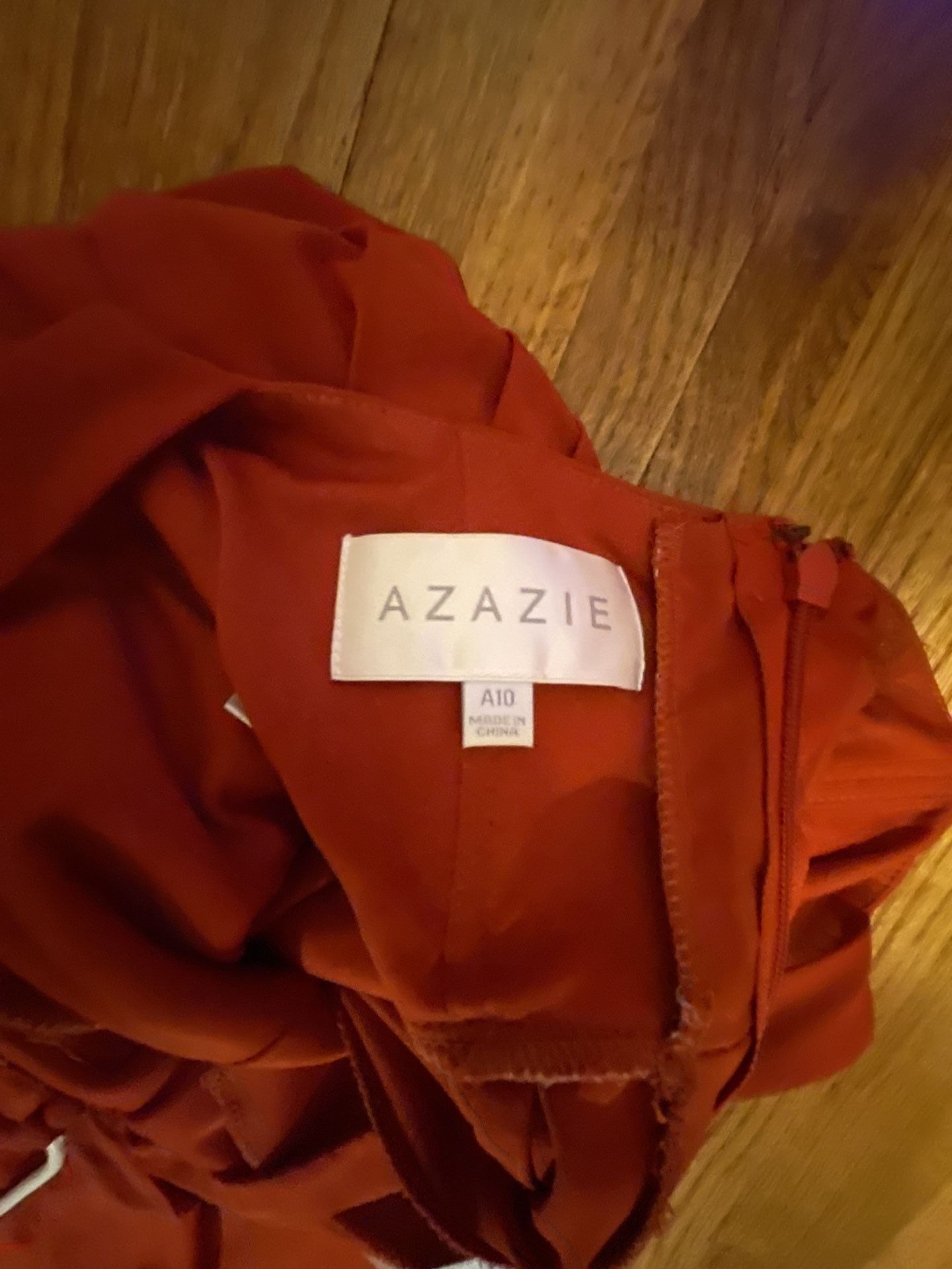 Azazie Halter Maxi Dress Size A10 Rust Red Draped Formal Evening 6