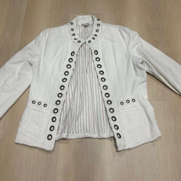 Har.Money Grommet Jacket Size XL White Corduroy IJ-0001