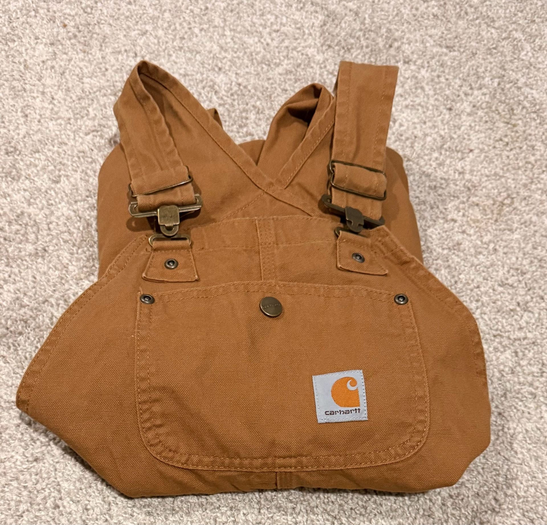 Carhartt Duck Bib Overalls kids Size 10 Brown Canvas 1