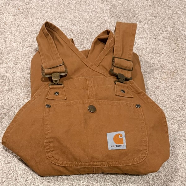 Carhartt Duck Bib Overalls kids Size 10 Brown Canvas