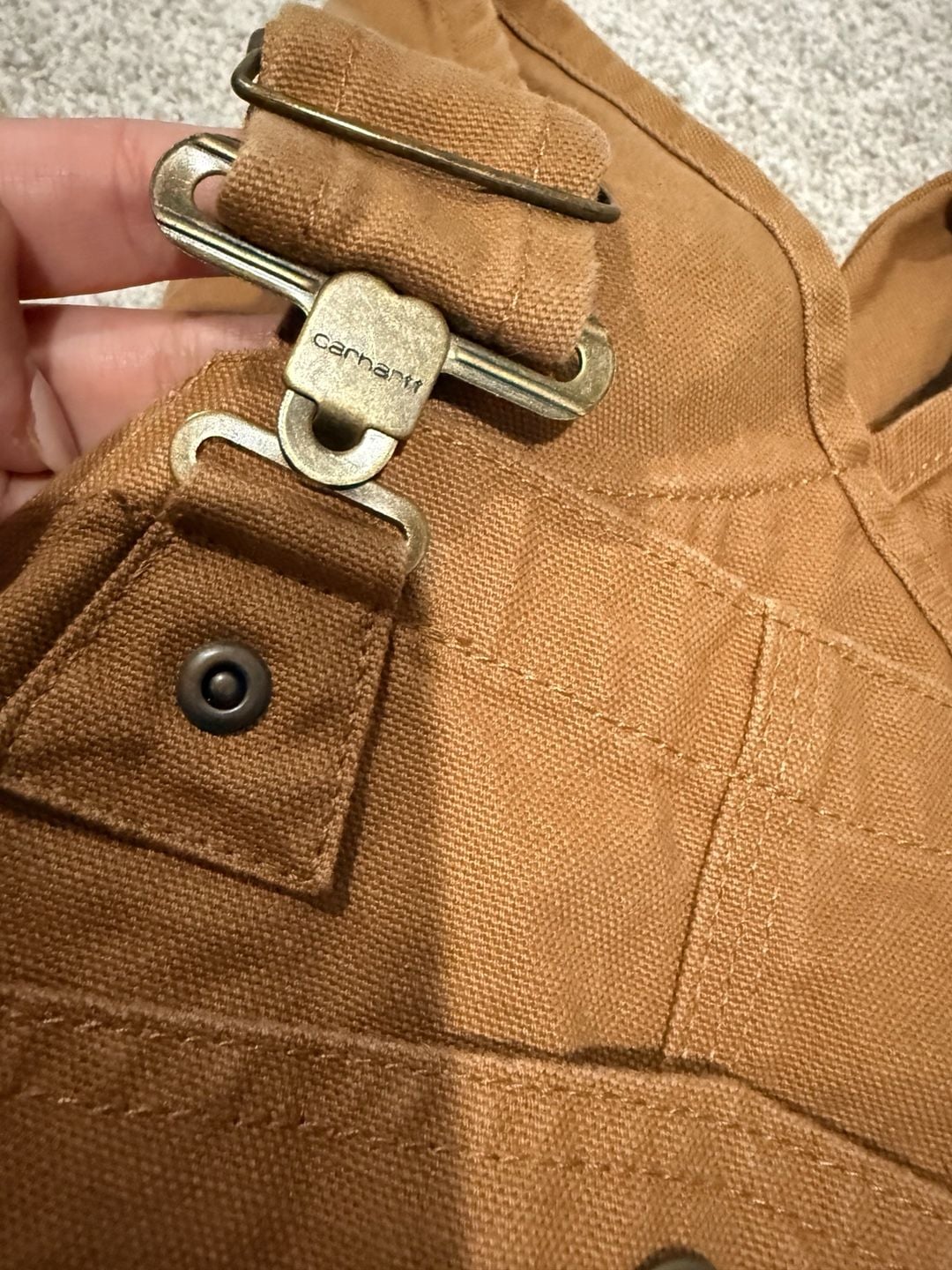 Carhartt Duck Bib Overalls kids Size 10 Brown Canvas 2