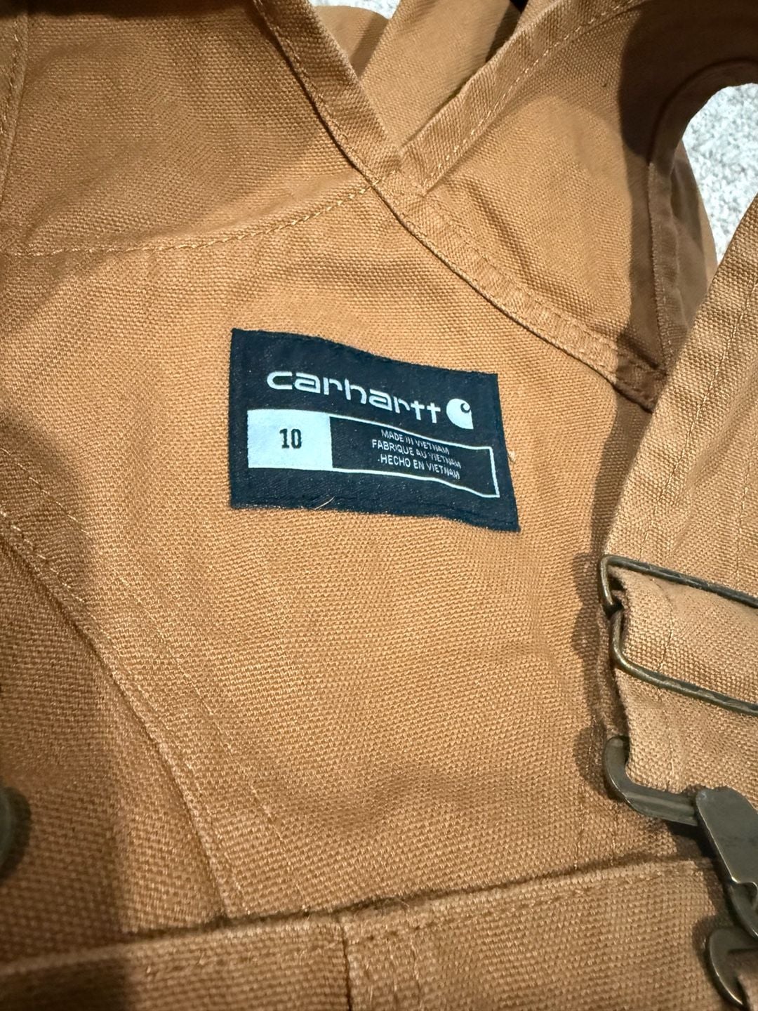 Carhartt Duck Bib Overalls kids Size 10 Brown Canvas 3