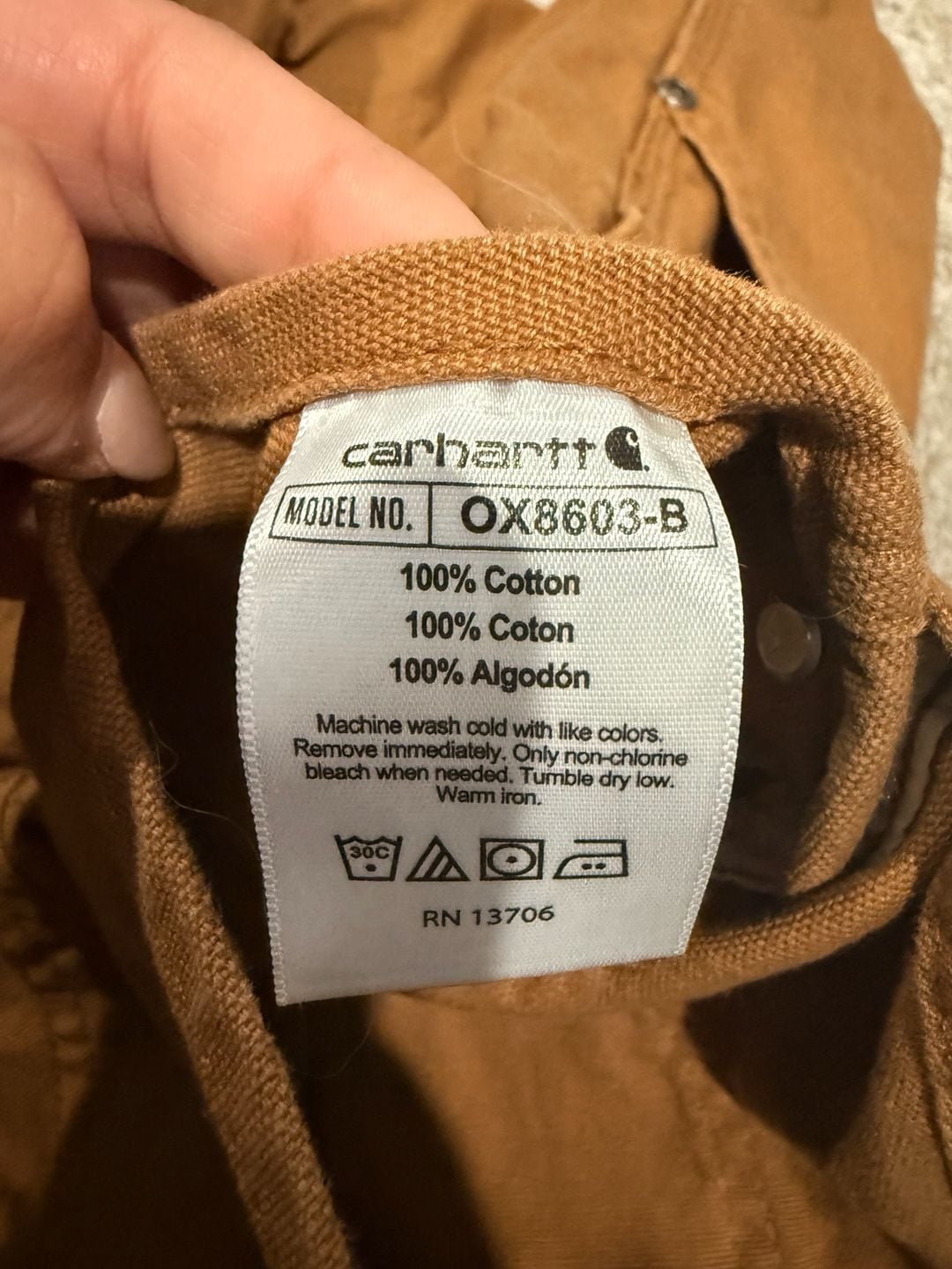 Carhartt Duck Bib Overalls kids Size 10 Brown Canvas 5