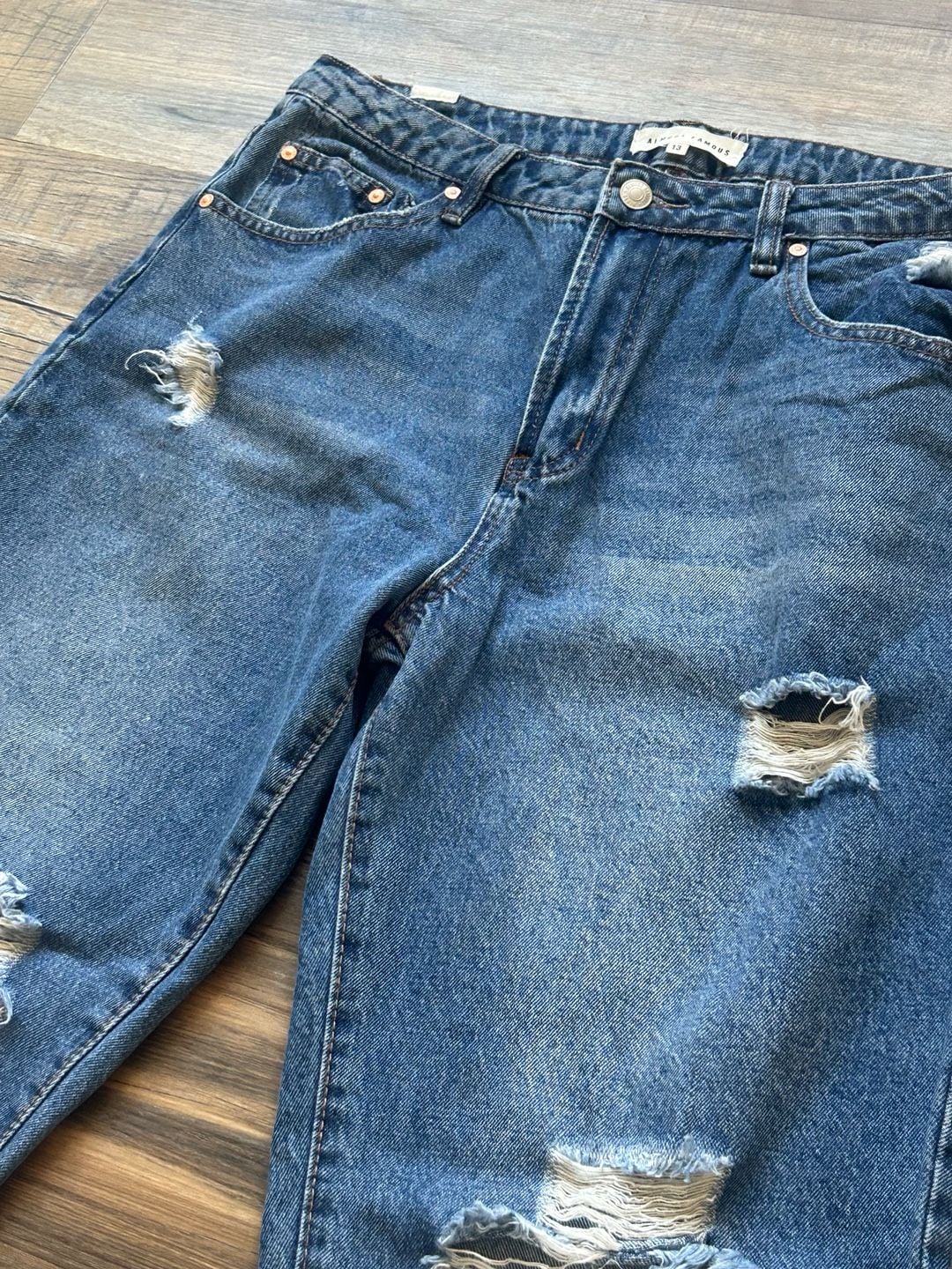 Almost Famous Distressed Ripped Denim Jeans Size 13 Blue Wash 5