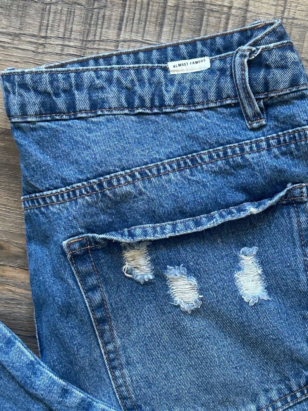 Almost Famous Distressed Ripped Denim Jeans Size 13 Blue Wash 7