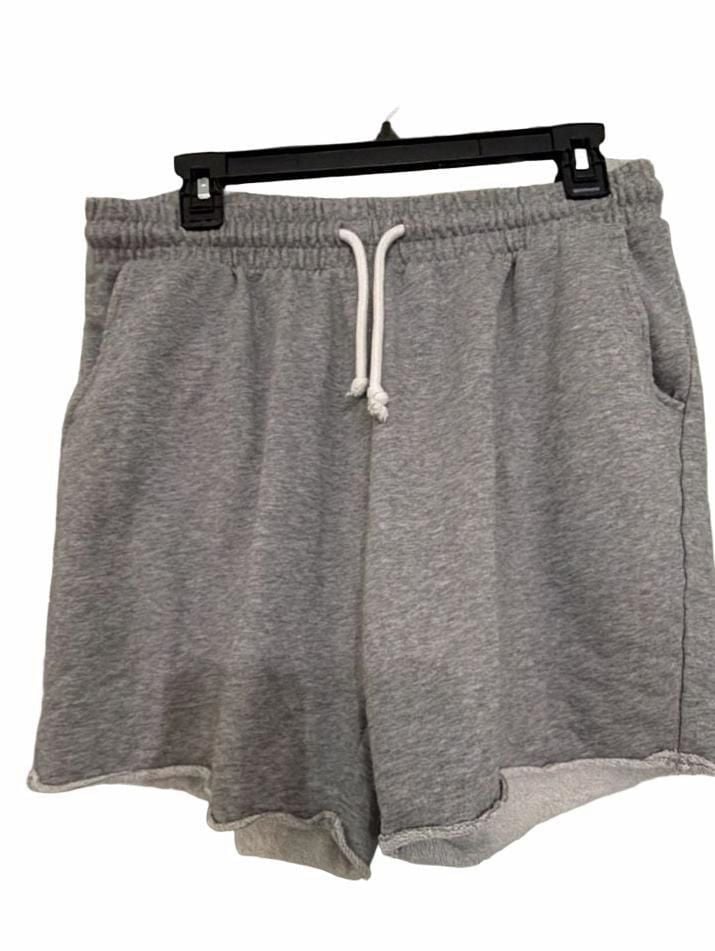 H&M Sweat Shorts Size L Gray Regular Fit Drawstring Raw Hem 2