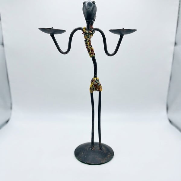 Seven Mid-Century Modernist Danish Black String Iron Candleholders dance party