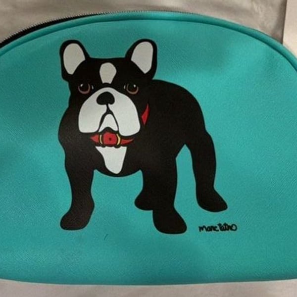 Marc Tetro French Bulldog Teal Cosmetic Makeup Bag