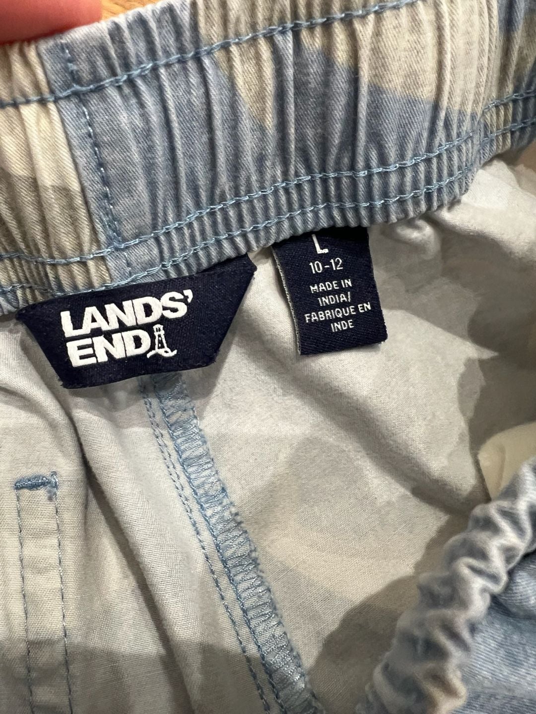 Lands' End Shark Print Shorts Size 10-12 Blue Cotton Pull-On 4