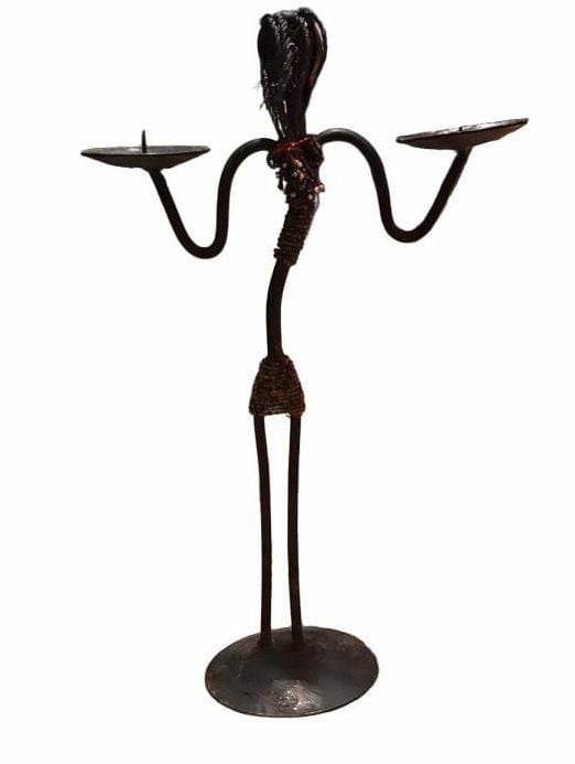 Seven Mid-Century Modernist Danish Black String Iron Candleholders dance party 2